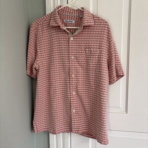 SOLD Tommy Bahama SILK Coral Pink Havana Pink Shirt Mens Size Large